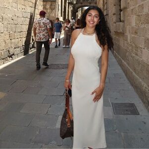 Zara Elegant White Halter Dress Maxi